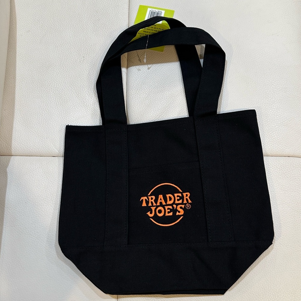 Trader Joe's Trick-or-Treat Mini Canvas Tote Limited Edition Black Color NWT